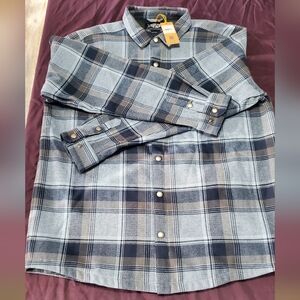 Men's AFTCO Plaid Shirt in Blue and Gray
